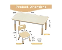 gaomon Kids Table and 6 Chair Set with Storage Box, Height Adjustable Toddler Table and Chairs Set for Ages 2-10, Graffiti Desktop