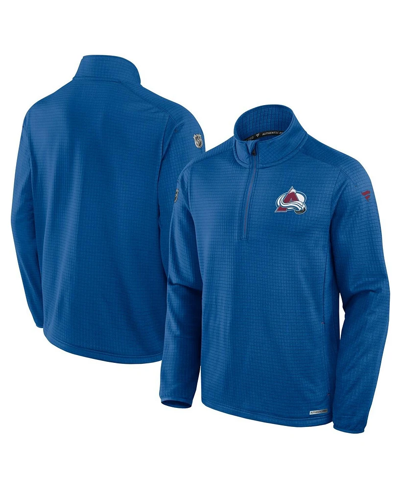 Fanatics Men's Blue Colorado Avalanche Authentic Pro Rink Quarter-Zip Pullover Top