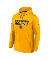 Fanatics Men's Gold Boston Bruins Authentic Pro Rink Fleece Pullover Hoodie