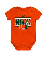 Outerstuff Newborn Green Miami Hurricanes Sunday Comics 3-Pack Bodysuit Set