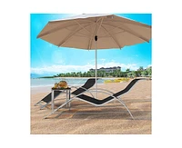 gaomon Outdoor Patio Chaise Lounge Set of 2, 3 Pieces Pool Lounge Chairs with Arm & Side Table, Beach Sunbathing Lawn Aluminum Chairs for Outside