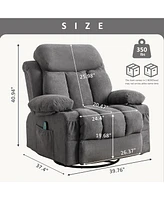 Boyel Living Swinging Velvet Recliner Massage Heated Sofa with Usb and Cup Holder