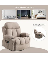 Boyel Living Swinging Velvet Recliner Massage Heated Sofa with Usb and Cup Holder