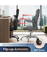 Galaxhero Computer Office Chair, High Back Ergonomic Desk Chair with Adjustable Flip-up Armrests, Lumbar Support and Thick Headrest, Executive Suede F