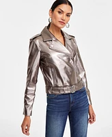 I.n.c. International Concepts Women's Metallic Moto Jacket, Created for Macy's