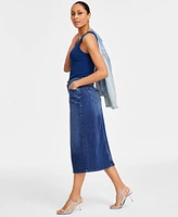 I.n.c. International Concepts Women's Denim Midi Skirt, Exclusively at Macy's