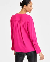 I.n.c. International Concepts Women's Surplice Long-Sleeve Blouse, Exclusively at Macy's