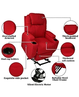 Slickblue Red Power Lift Recliner Chair – Electric Massage Chair with Heat for Seniors Relaxation