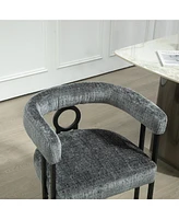 Contemporary Designed Chenille Fabric Upholstered Accent/Dining Chair/Barrel Side Chairs Kitchen Armchair for Living Room set of 1 ( Chenille