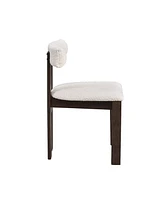Wooden Dining Chairs Set of 2, Modern Boucle Upholstered Kitchen Side Chairs,Mid Century Modern Kitchen Chairs with Open Back Farmhouse Wooden Side Ch