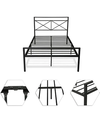 Slickblue Full-Size Platform Bed with Headboard Stylish and Sturdy Design for Comfortable Sleeping