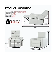 Light Gray Power Recliner Wall Hugger,Small Power Recliner for Living Room,Electric Recliner for small space,Reclining Sofa for Bedroom (Light Gray)