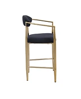 Streamdale Furniture Modern Boucle Bar Stools Set of 2 Modern Upholstered Bar Height Barstools Vintage High Island Chairs with Metal Frame/Back/Arms f