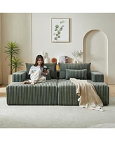 87" Oversized Sectional Lounge Chaise, No Assembly Required,Cloud Plush Loveseat with Reclining Sofa Bed,Fluffy Modern Sleeper Chair for Indoor L