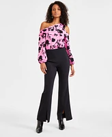 I.n.c. International Concepts Women's High-Rise Wide-Slit Flare-Leg Jeans, Exclusively at Macy's