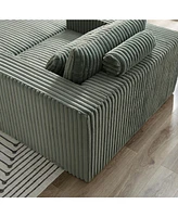 75-Inch Corduroy Sponge Sofa Lounge Chair with Removable footrest,No Assembly Required,Fluffy Modern Sleeper Chair for Indoor Living Room Bedroom