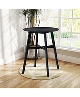 31.5 Inch Oversize Round Bar Table, Wooden High Top Kitchen Dining Table for Pub,Living Room,Restaurant,Cocktail Bar,Black