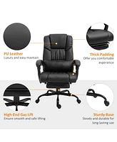 Vinsetto High Back Massage Office Chair with 6 Vibration Points, Pu Leather Reclining Computer Chair, Ergonomic Office Chair with Footrest Adjustable