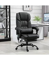 Streamdale Furniture Vinsetto High Back Massage Office Chair with 6 Vibration Points, Pu Leather Reclining Computer Chair, Ergonomic Office Chair with