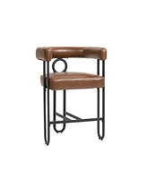 Streamdale Furniture Bar Stools Set of 1, Modern Bar Stool with Back, Black Metal Frames, Upholstered Bar Stools for Kitchen Island, Pub, Club (Light