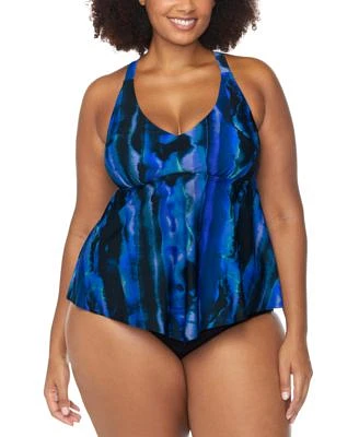 Raisins Curve Trendy Plus Size Aviva Underwire Tankini Top Costa Ruched Bikini Bottoms