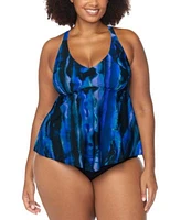 Raisins Curve Trendy Plus Size Aviva Underwire Tankini Top Costa Ruched Bikini Bottoms