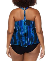 Raisins Curve Trendy Plus Size Aviva Underwire Tankini Top Costa Ruched Bikini Bottoms