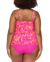 Raisins Curve Trendy Plus Size Aries Underwire Tankini Top Costa Ruched Bikini Bottoms