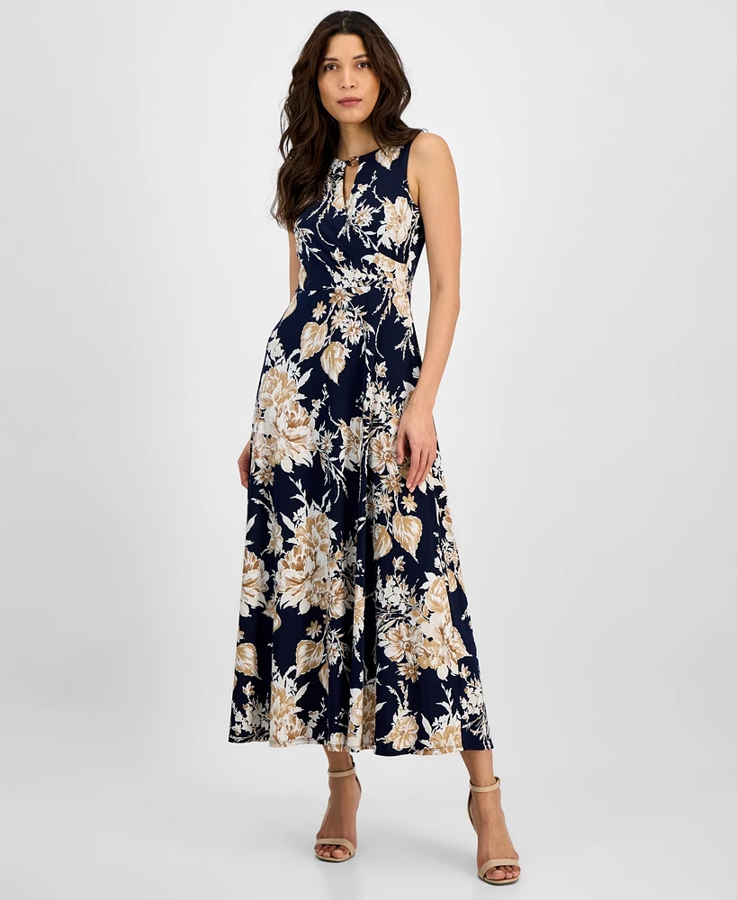 Sandra Darren Women's Floral-Print Keyhole Maxi Dress