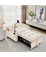 Streamdale Furniture Convertible Sleeper Chair Sofa Bed Adjustable Pull Out Sleeper Chair Bed Multi-Pockets Folding Sofa Bed for Living Room Bedroom S