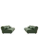 Green Modular Living Room Sofa – Stylish Chenille Fabric Sofa with 70-Degree Reclined Backrest and Cylindrical Pillows, Flexible Layout, Multip