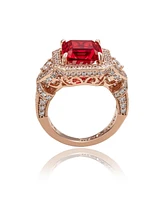 Suzy Levian New York Suzy Levian Sterling Silver Asscher Cut Cubic Zirconia French Filigree Ring