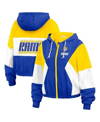 Wear by Erin Andrews Women's Royal Los Angeles Rams Color Block Full-zip Windbreaker Jacket