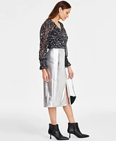 I.n.c. International Concepts Women's Metallic Slit-Front Pencil Skirt, Exclusively at Macy's