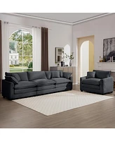 Streamdale Furniture Mid-Century Modern Sectional Set of Two, One 3-Seater Sectional and One Single-Seater Sectional with 2 Arm Pillows and 4 Throw Pi
