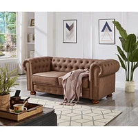 Classic Chesterfield Sofa Loveseat for Living Room Faux Leather