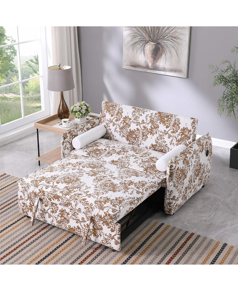 Streamdale Furniture Soft Boucle convertible two-bedroom sofa with adjustable back, 2-seater sofa, pull-out bed, 2 waist pillows for small living room
