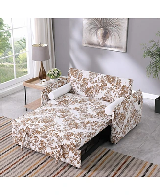 Streamdale Furniture Soft Boucle convertible two-bedroom sofa with adjustable back, 2-seater sofa, pull-out bed, 2 waist pillows for small living room