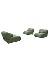 Elegant Green Chenille Fabric Sofa - 3-Piece Modular Sectional with Cozy Recline & Unique Design - Ideal for Modern Living Rooms