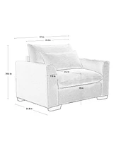 Streamdale Furniture Black Corduroy Deep Seat Single Sofa Accent Chair,Deep Seat Couch with Waist Pillow for Living Room/Apartment/Office