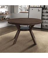 Wooden Dining Table Set, Mid Century Modern Round Rubber Wood Kitchen Table and Cross Back Upholstered Dining Chairs for Dining Room, Kitchen, Saving