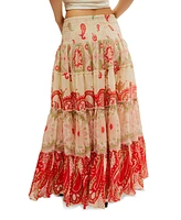 Free People Women's Super Thrills Printed Tiered Cotton Maxi Skirt