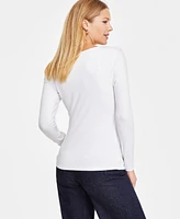 I.n.c. International Concepts Women's Hardware Long-Sleeve Ribbed Top, Exclusively at Macy's