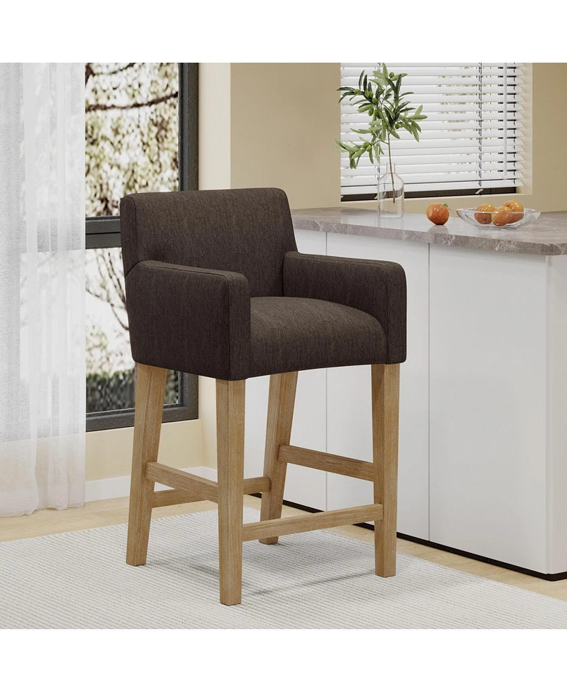 The Pop Home 26-Inch Upholstered Counter Height Bar Stool with Wood Legs, Accent Chair for Kitchen or Living Room (1PK)-The