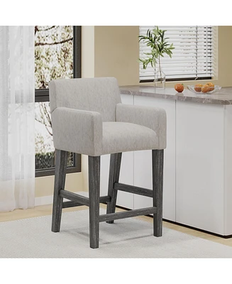 The Pop Home 26-Inch Upholstered Counter Height Bar Stool with Wood Legs, Accent Chair for Kitchen or Living Room (1PK)-The Pop Home