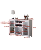 Kings Brand Furniture Neiman Buffet Sideboard Wood Wine Rack Cabinet Table with 2 Wine Shelf to Hold 8 Bottles (Black)