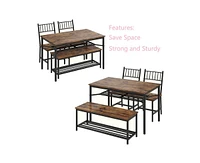 gaomon Dining Table and Chairs Set of 4,Kitchen Table with Storge Bench 47.2" Rectangular Kitchen Table Set with Wine Rack Small Dining Table Set for