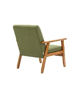 Leisure Chair with Solid Wood Armrest and Feet, Mid-Century Modern Accent chair, for Living Room Bedroom Studio chair