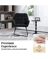 Modern Velvet Desk Chair Swirl Office Chair with adjustable foot nails,Comfy Computer Task Chair Metal Legs Upholstered Accent Arm Chair for Living Ro