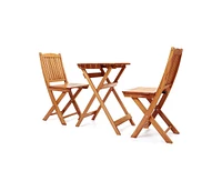 gaomon Foldable Patio Furniture Set, Outdoor Bistro Set for 2, Wooden Table and Chairs Set, Bistro Patio Set for Poolside, Beach, Backyard, Balcony